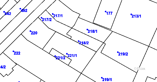 Parcela st. 218/2 v KÚ Tuřany, Katastrální mapa