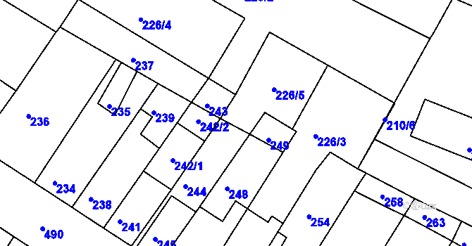 Parcela st. 246 v KÚ Tuřany, Katastrální mapa