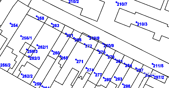Parcela st. 272 v KÚ Tuřany, Katastrální mapa
