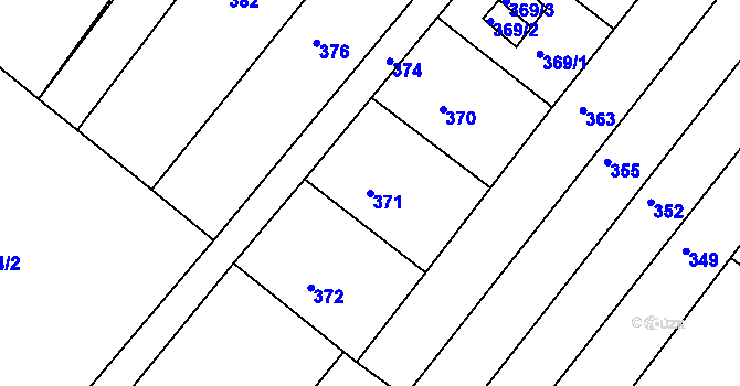 Parcela st. 371 v KÚ Tuřany, Katastrální mapa