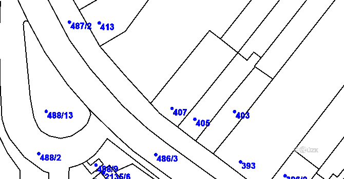 Parcela st. 412/4 v KÚ Tuřany, Katastrální mapa