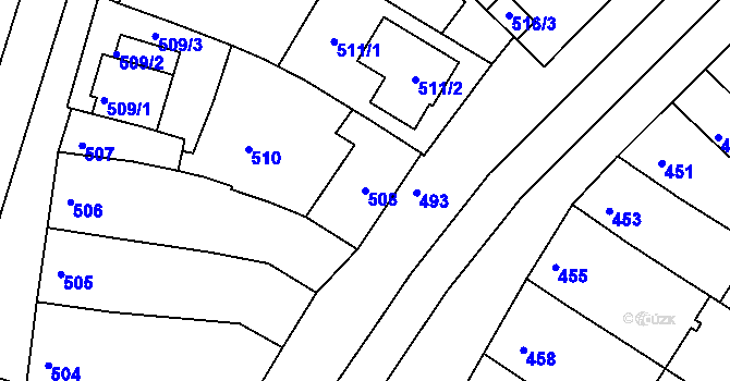 Parcela st. 508 v KÚ Tuřany, Katastrální mapa