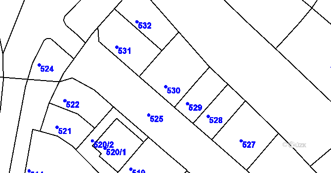 Parcela st. 530 v KÚ Tuřany, Katastrální mapa
