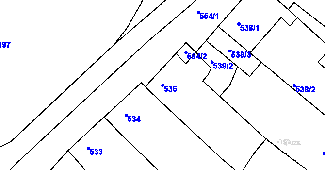 Parcela st. 536 v KÚ Tuřany, Katastrální mapa