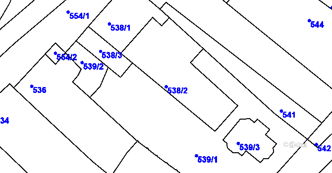 Parcela st. 538/2 v KÚ Tuřany, Katastrální mapa