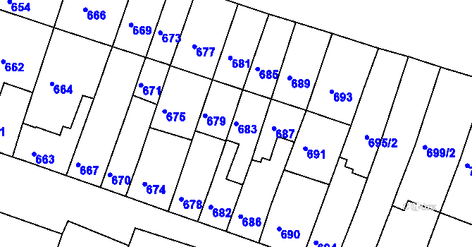 Parcela st. 683 v KÚ Tuřany, Katastrální mapa
