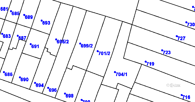 Parcela st. 701/2 v KÚ Tuřany, Katastrální mapa