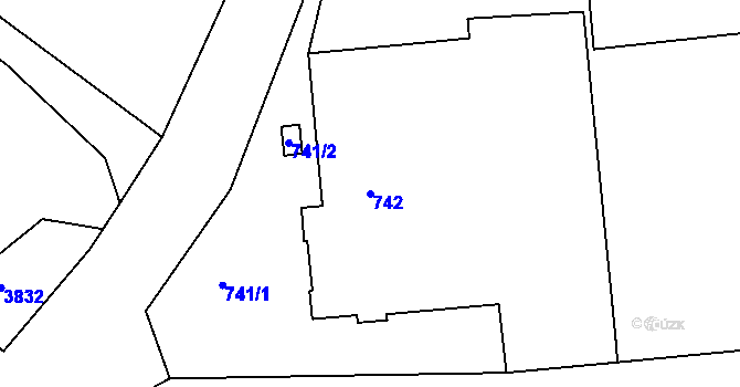 Parcela st. 742 v KÚ Tuřany, Katastrální mapa