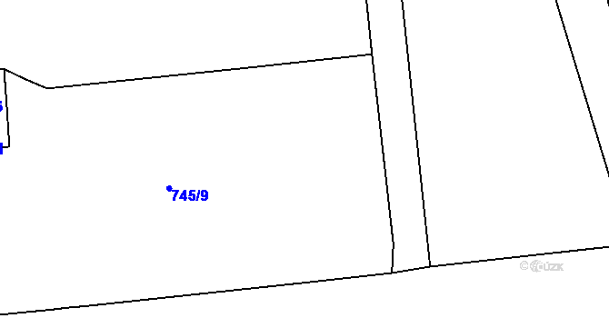 Parcela st. 745/10 v KÚ Tuřany, Katastrální mapa