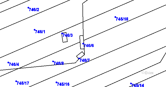 Parcela st. 746/6 v KÚ Tuřany, Katastrální mapa