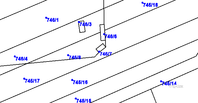 Parcela st. 746/7 v KÚ Tuřany, Katastrální mapa