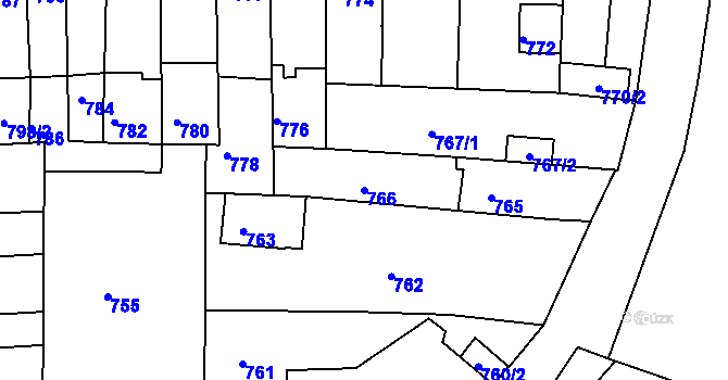 Parcela st. 766 v KÚ Tuřany, Katastrální mapa