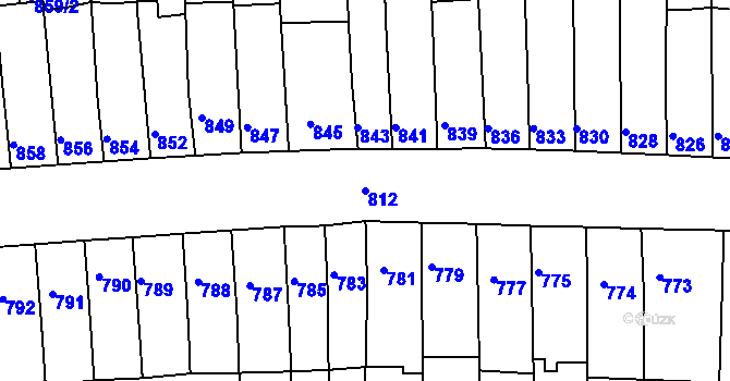 Parcela st. 812 v KÚ Tuřany, Katastrální mapa