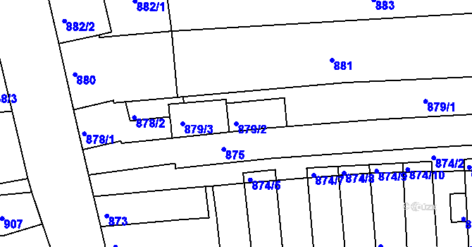 Parcela st. 879/2 v KÚ Tuřany, Katastrální mapa