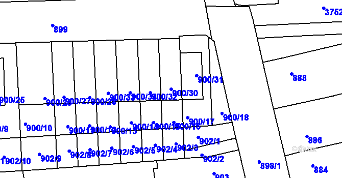 Parcela st. 900/30 v KÚ Tuřany, Katastrální mapa