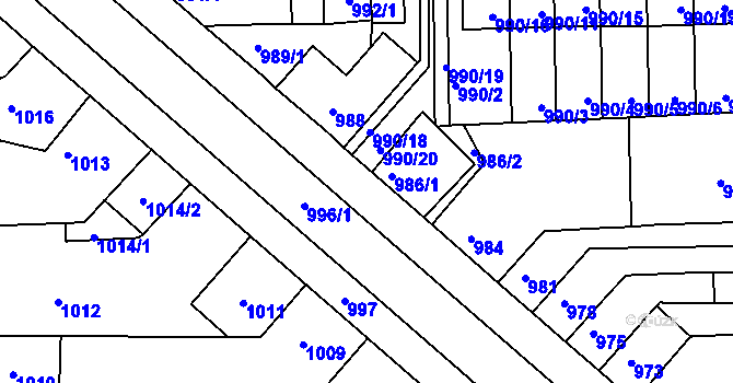 Parcela st. 995 v KÚ Tuřany, Katastrální mapa