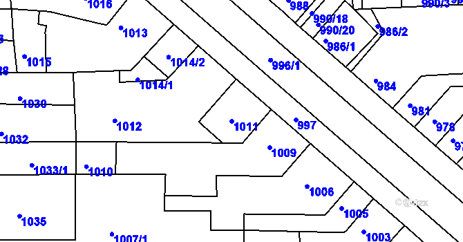 Parcela st. 1011 v KÚ Tuřany, Katastrální mapa