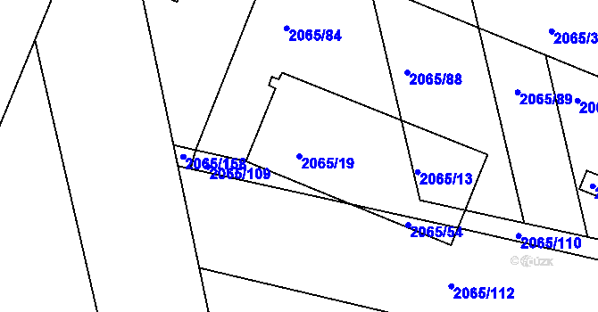 Parcela st. 2065/19 v KÚ Tuřany, Katastrální mapa