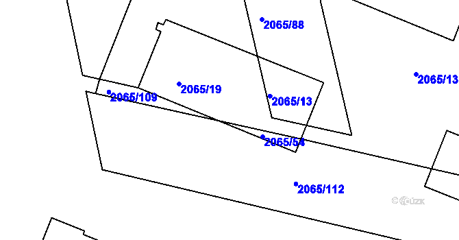 Parcela st. 2065/53 v KÚ Tuřany, Katastrální mapa