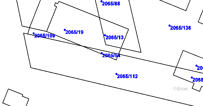 Parcela st. 2065/54 v KÚ Tuřany, Katastrální mapa