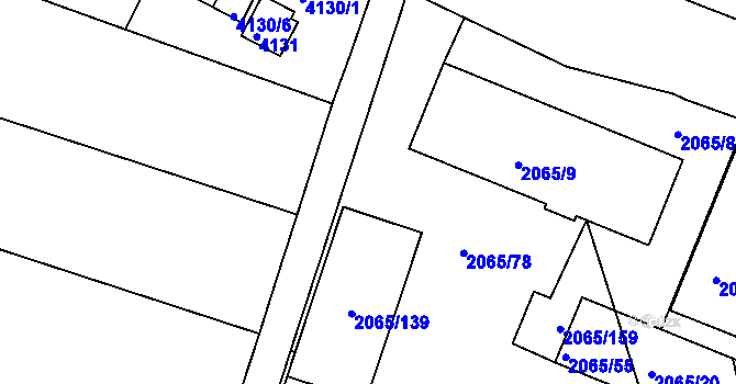 Parcela st. 2065/76 v KÚ Tuřany, Katastrální mapa
