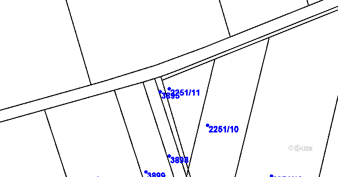 Parcela st. 2251/11 v KÚ Tuřany, Katastrální mapa