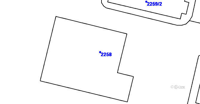 Parcela st. 2258 v KÚ Tuřany, Katastrální mapa