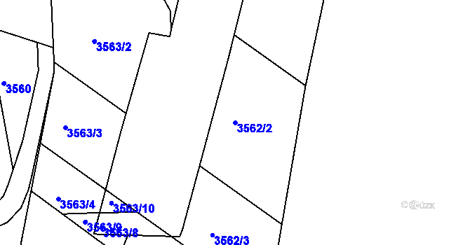 Parcela st. 3562/2 v KÚ Tuřany, Katastrální mapa