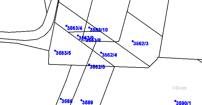 Parcela st. 3562/4 v KÚ Tuřany, Katastrální mapa
