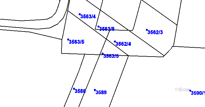 Parcela st. 3562/5 v KÚ Tuřany, Katastrální mapa
