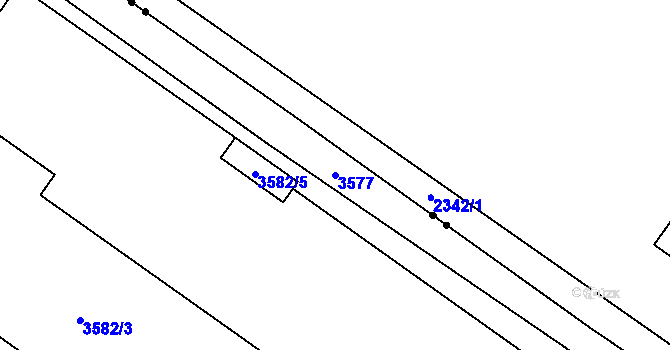 Parcela st. 3577 v KÚ Tuřany, Katastrální mapa