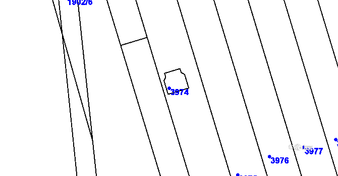 Parcela st. 3974 v KÚ Tuřany, Katastrální mapa