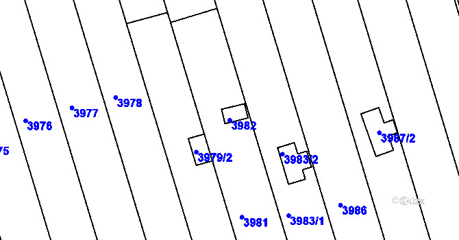Parcela st. 3982 v KÚ Tuřany, Katastrální mapa