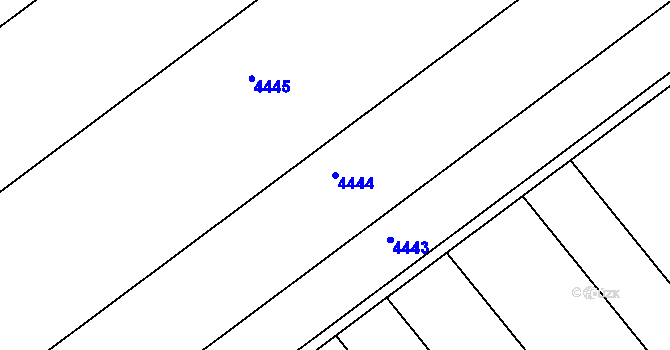 Parcela st. 4444 v KÚ Tuřany, Katastrální mapa