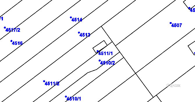 Parcela st. 4511/1 v KÚ Tuřany, Katastrální mapa