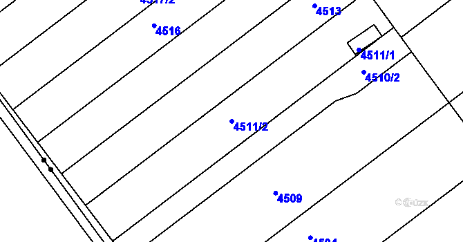 Parcela st. 4511/2 v KÚ Tuřany, Katastrální mapa