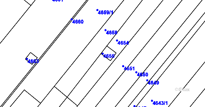 Parcela st. 4655 v KÚ Tuřany, Katastrální mapa