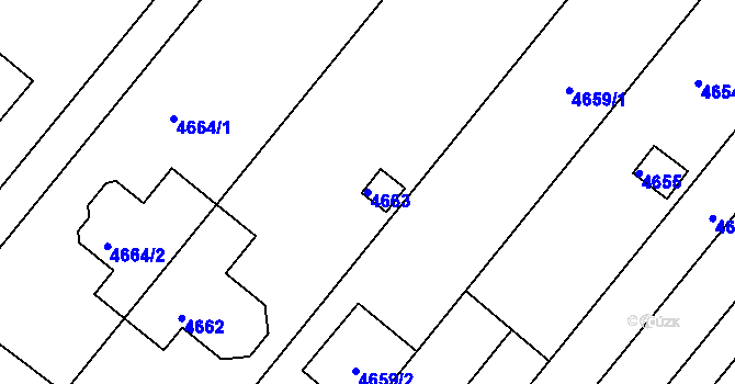 Parcela st. 4663 v KÚ Tuřany, Katastrální mapa