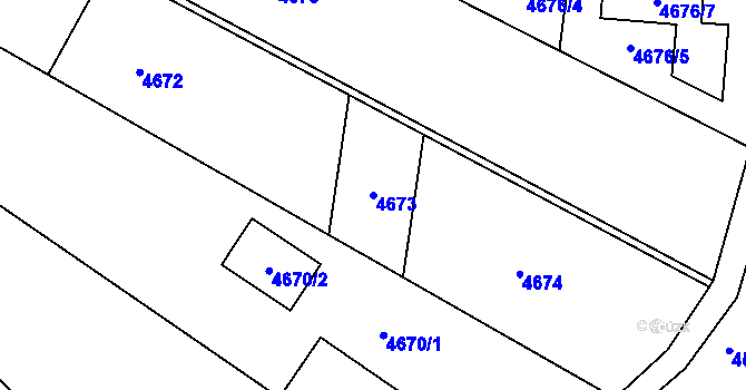 Parcela st. 4673 v KÚ Tuřany, Katastrální mapa