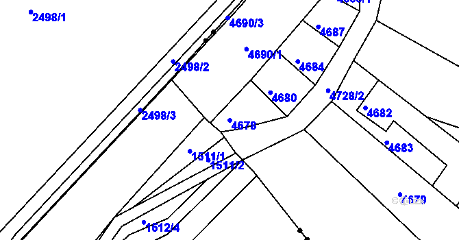 Parcela st. 4678 v KÚ Tuřany, Katastrální mapa