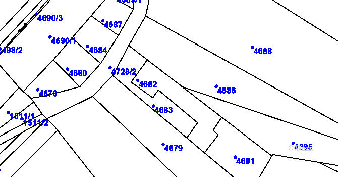 Parcela st. 4682 v KÚ Tuřany, Katastrální mapa