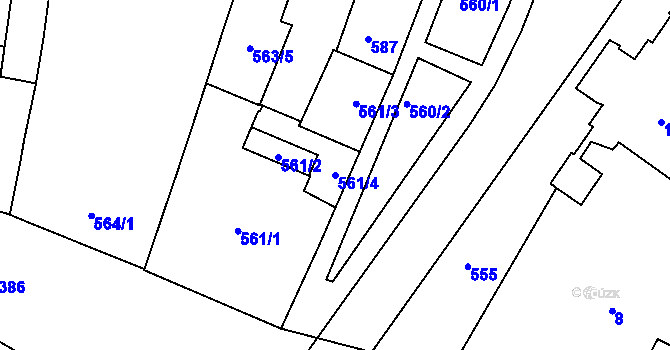 Parcela st. 561/4 v KÚ Tuřany, Katastrální mapa