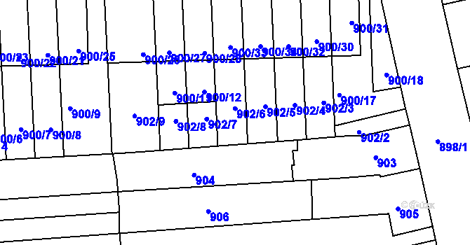 Parcela st. 902/6 v KÚ Tuřany, Katastrální mapa