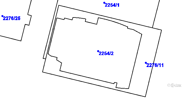 Parcela st. 2254/2 v KÚ Tuřany, Katastrální mapa