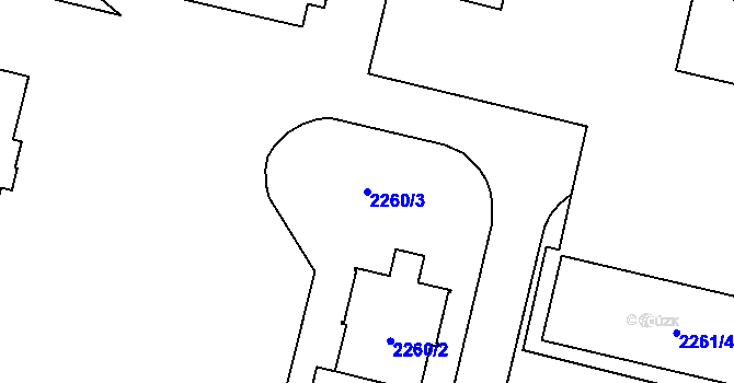 Parcela st. 2260/3 v KÚ Tuřany, Katastrální mapa