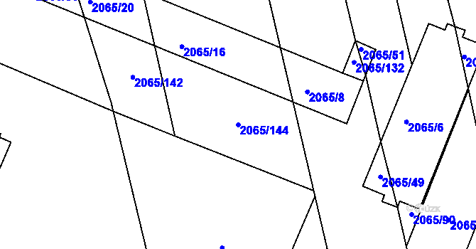 Parcela st. 2065/144 v KÚ Tuřany, Katastrální mapa