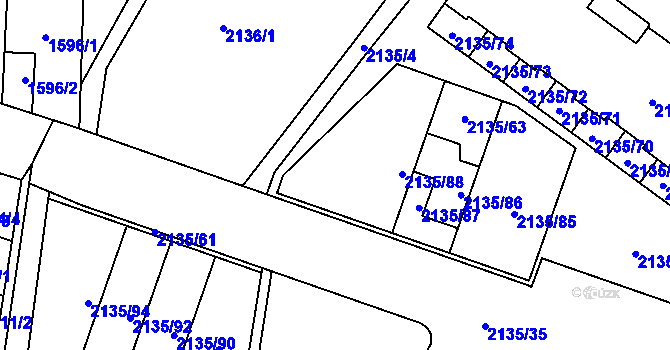Parcela st. 2135/62 v KÚ Tuřany, Katastrální mapa