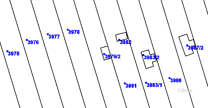Parcela st. 3979/2 v KÚ Tuřany, Katastrální mapa