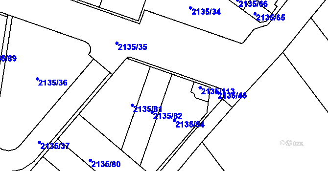Parcela st. 2135/83 v KÚ Tuřany, Katastrální mapa