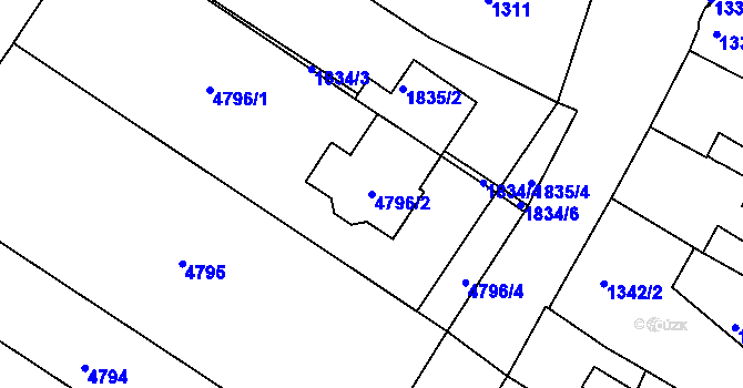 Parcela st. 4796/2 v KÚ Tuřany, Katastrální mapa